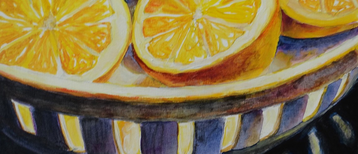 Lemons still life painting