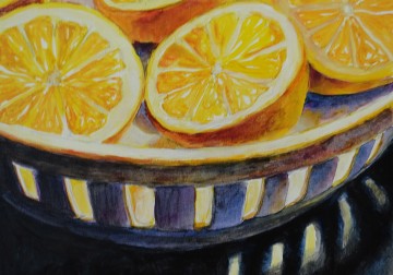 Lemons still life painting